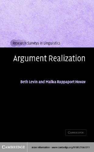 Argument realization / Beth Levinand Malka Rappaport Hovav.